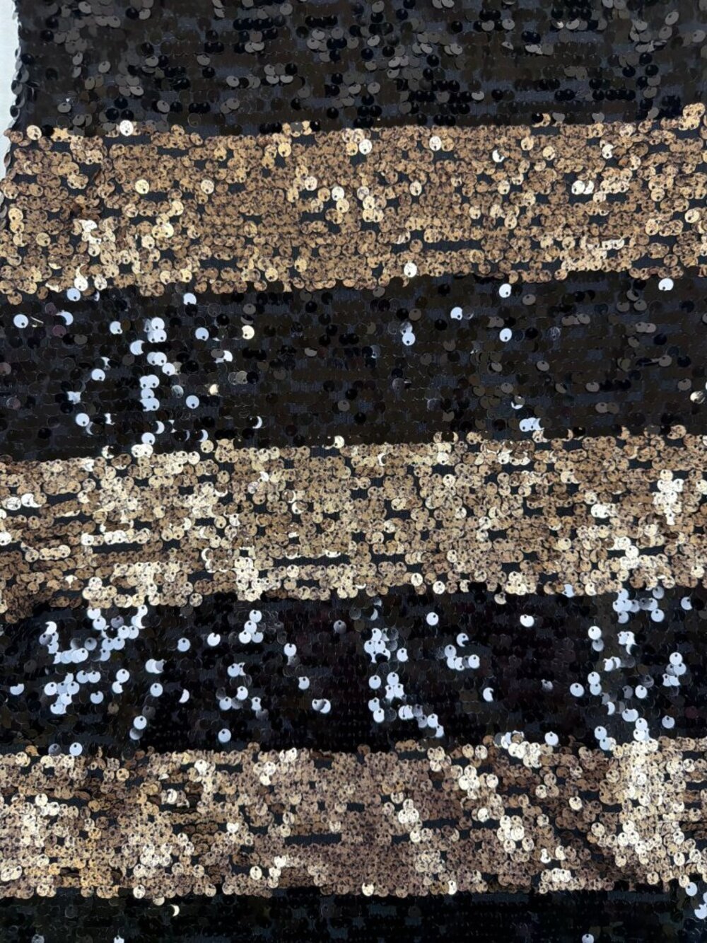 BCBGMAXAZRIA Women Medium Black Gold Sequin Striped Short Sleeve Mini Dress - Picture 2 of 6